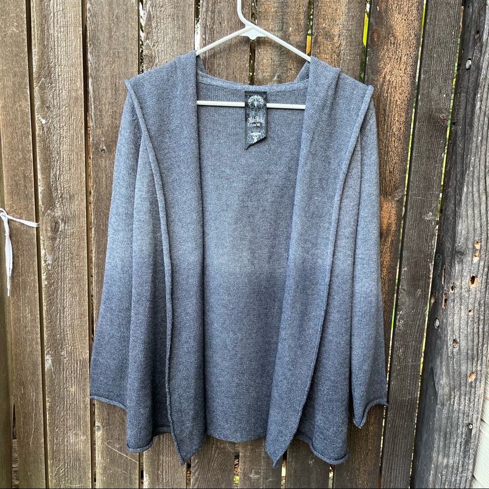 Niki Biki Wool Blend Ombre Hooded Cardigan Sweater Sz M